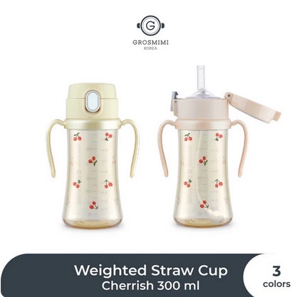 Grosmimi PPSU Cherrish Weighted Straw Cup Botol Minum Susu Anak