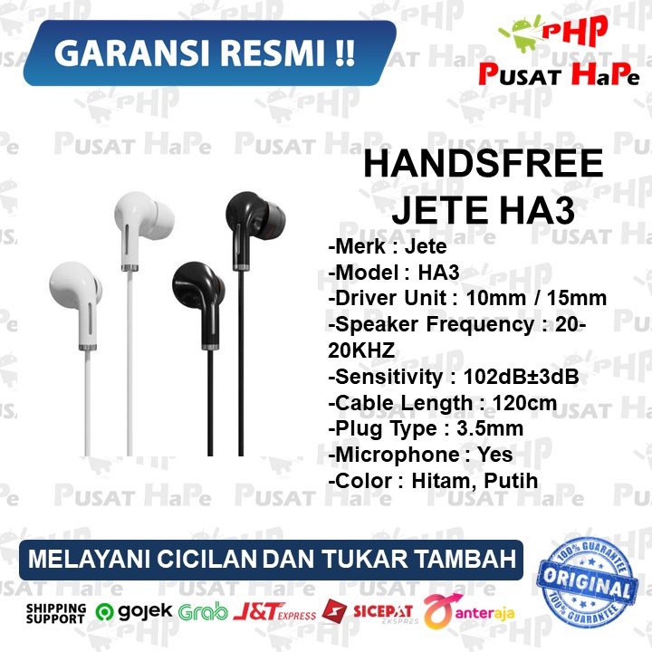 Headset | Headphone | Handsfree | Earphone JETE HA3 NEW ORIGINAL RESMI Termurah