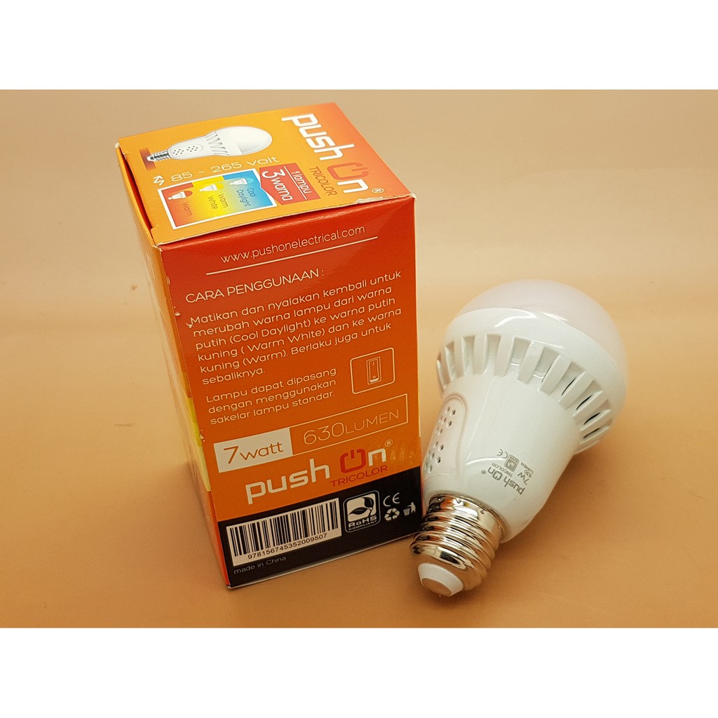 Lampu LED 3 color 7 watt ( Cool daylight + Warm White + Warm ) PushOn