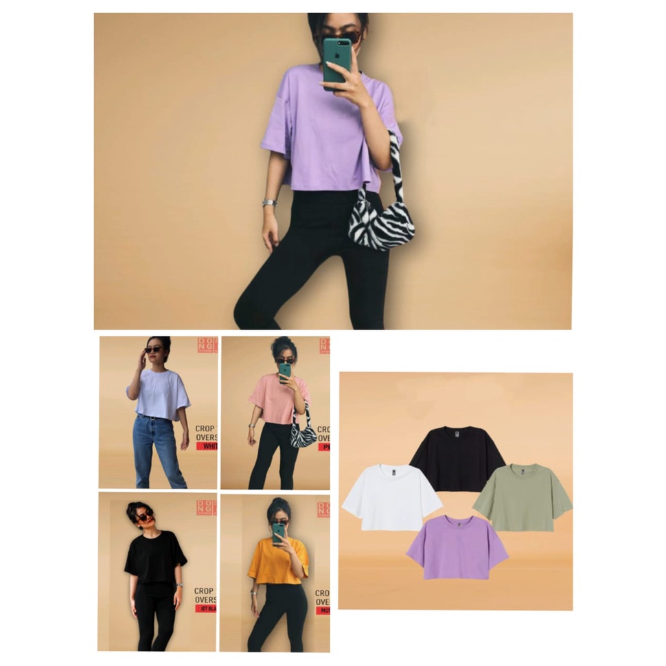 QR - ZEC Crop Top Polos Pendek / Crop oversize Polos Wanita / Oversize Crop Top