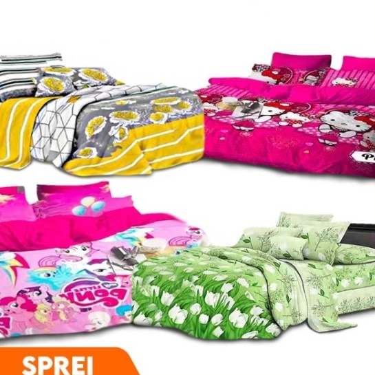 BISA COD Sprei Size 2 Ukuran Nomor 1 best seller (2sarungbantal+2sarung bantal)MOTIF KARAKTER Sprai Nyaman Dipake murah