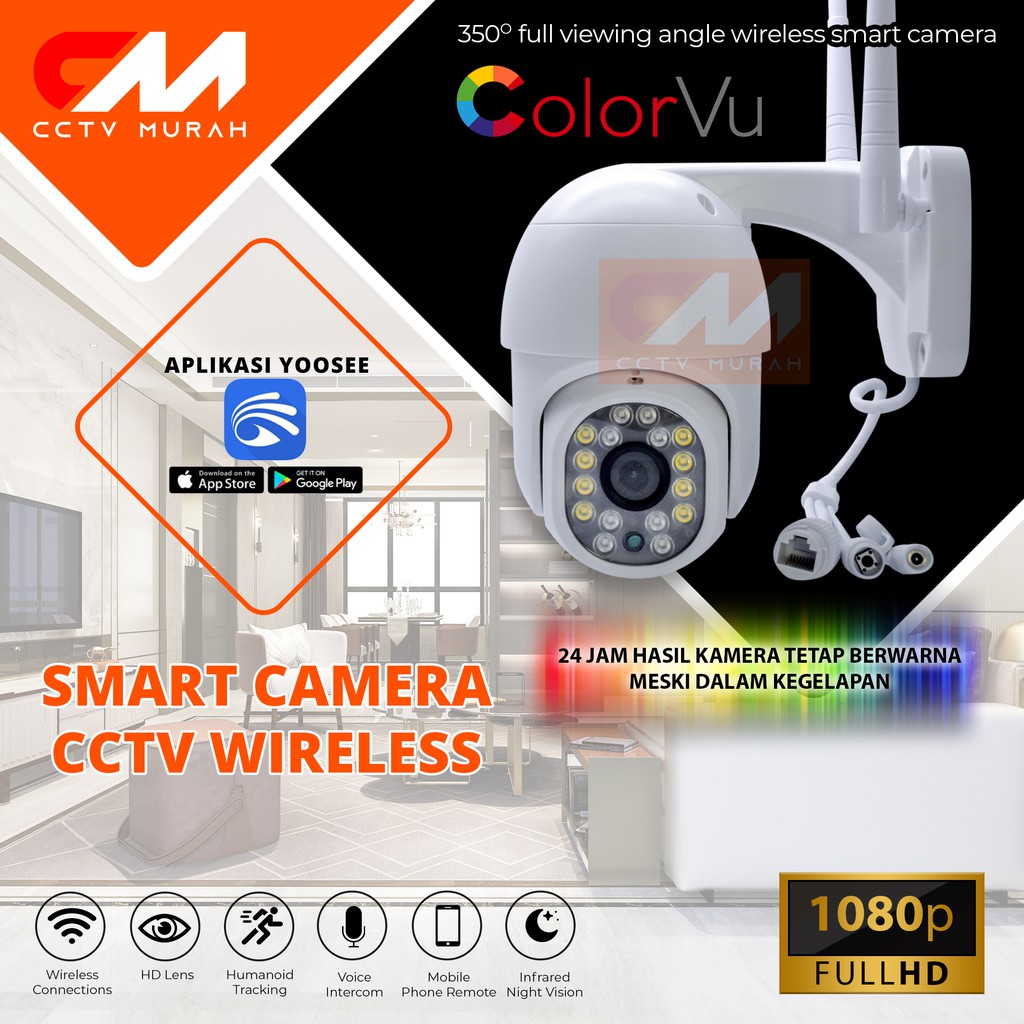 Camera CCTV WIFI || Type CC-YO16A || CCTV CAMERA WIRELESS PTZ YOOSEE ONVIF OUTDOOR 1080P GW-D16A