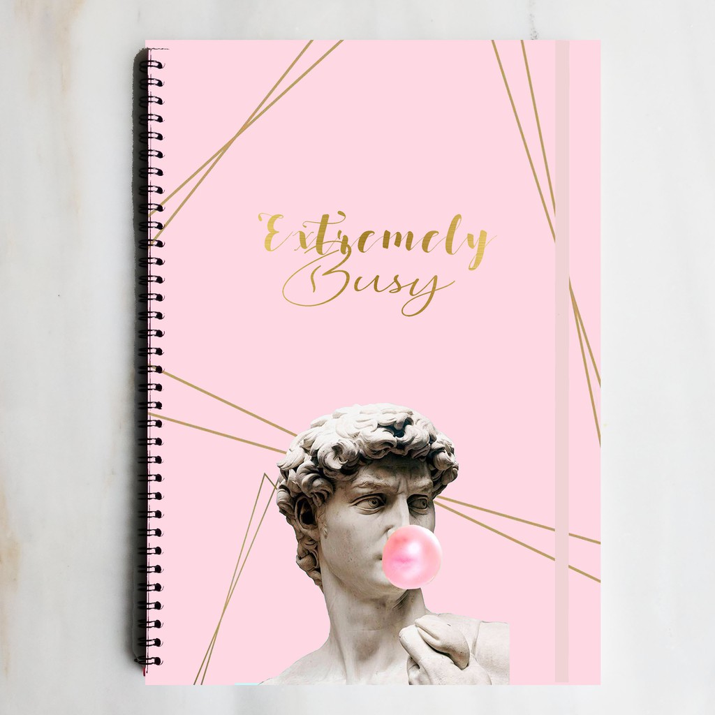 

EXTREMELY BUSY PINK GOLD Spiral Ruled Grid Dotted Notebook Diary Journal Bujo School Buku Tulis
