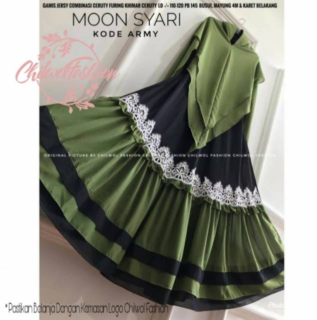 BAJU WANITA GAMIS JUMBO CERUTY MOON SYAR'I SET KHIMAR