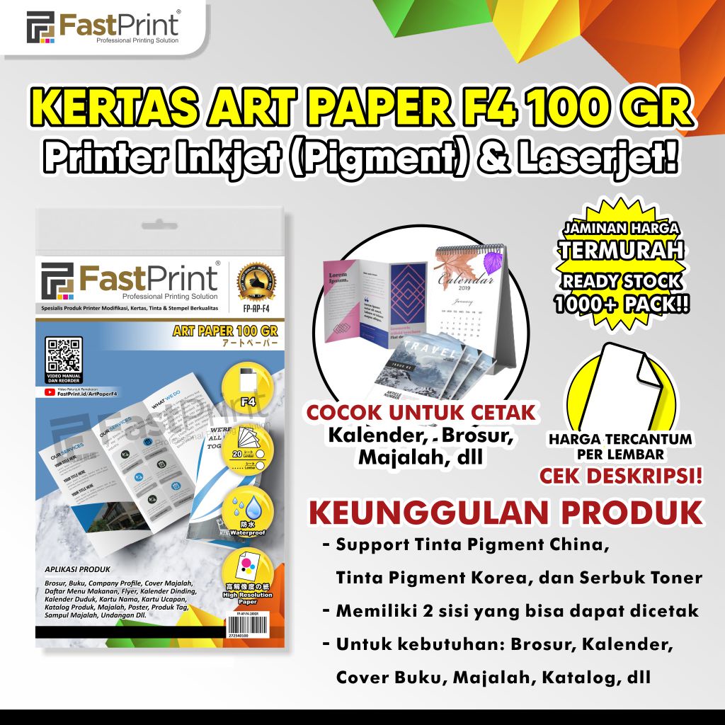 Fast Print Kertas Art Paper Brosur Glossy Ukuran F4 100 Gram