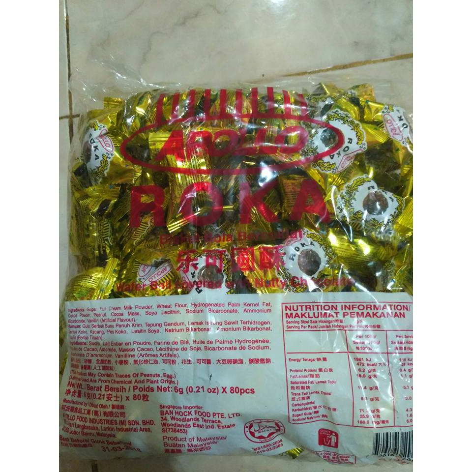 

Roka Apolo Isi 80 Pcs Import Malaysia Kue Coklat Kacang Halal