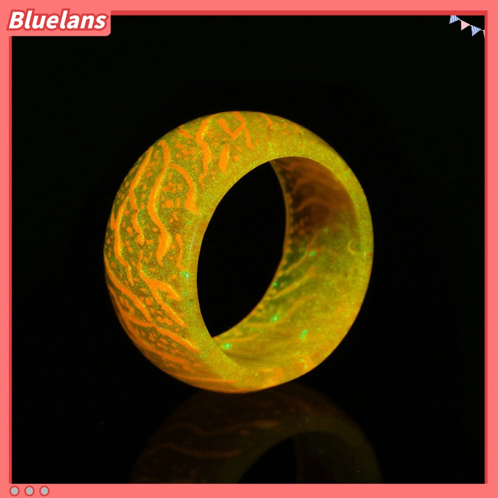 Bluelans Cincin Luminous Glow In The Dark Motif Retak Untuk Unisex