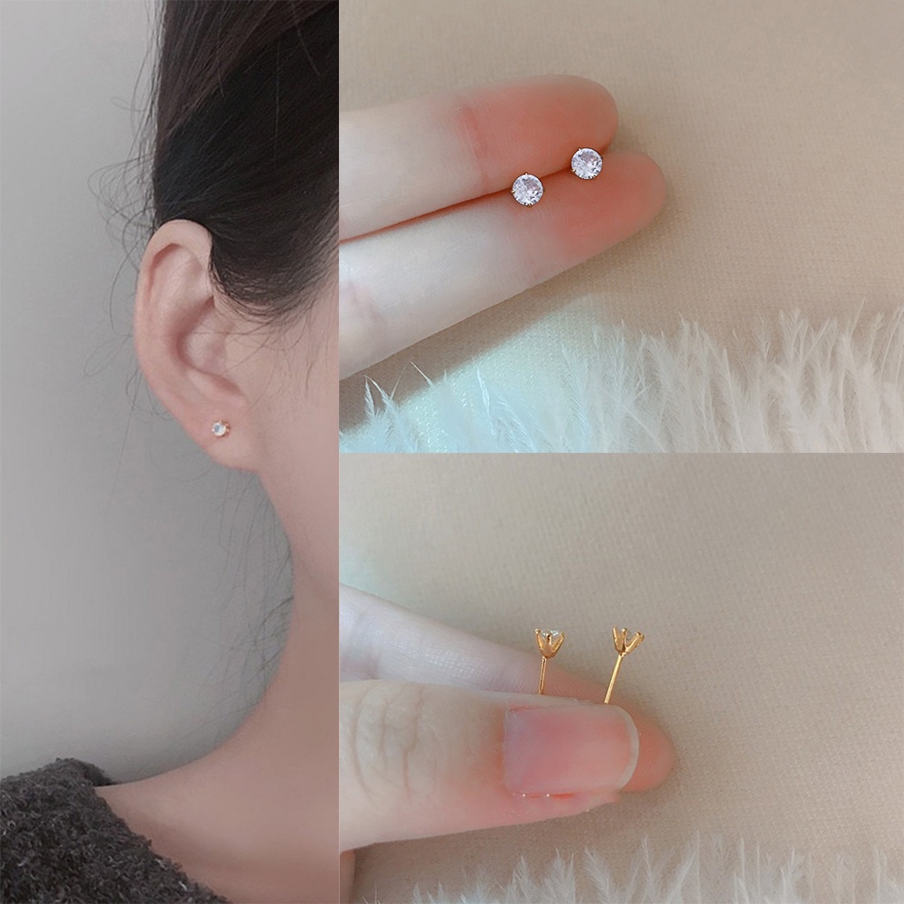 【COD Tangding】Anting Stud Zircon Mini Simple Untuk Aksesoris Perhiasan Wanita