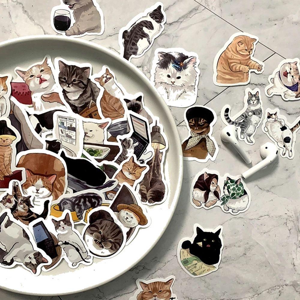 AUGUSTINA Cats Stiker 54Pcs/Lot Multi Use Laptop Decals Notebook Untuk Mobil Gitar Stiker Poster