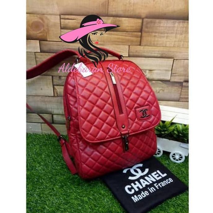 Barang Berkualitas Tas Ransel Backpack Wanita Chanel Rest Premium Import - Cream ON SALE