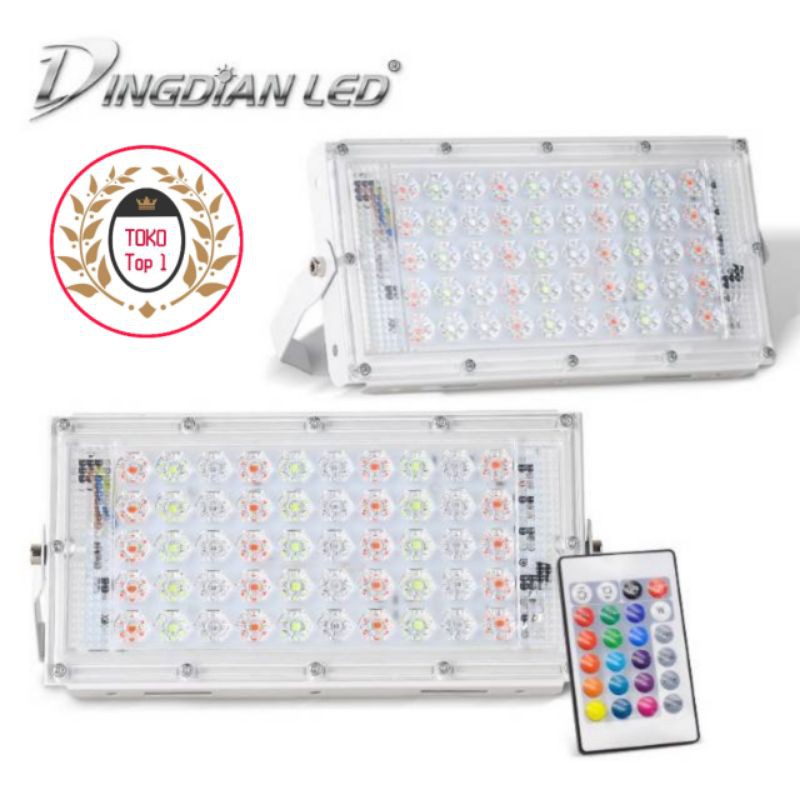 lampu sorot led rgb 50w 220v /warna warni led sorot remot 50watt