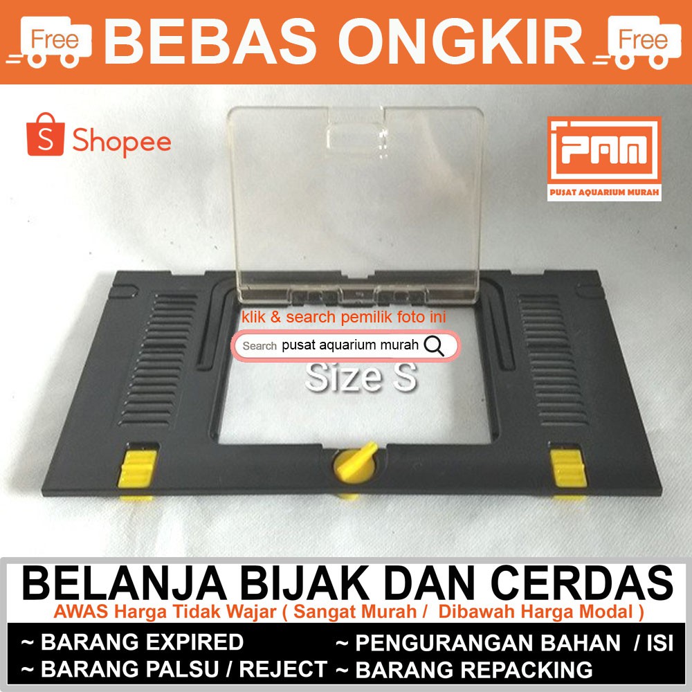 TUTUP AQUARIUM NIKITA SIZE S BAHAN PLASTIK PINTU MIKA UNTUK IKAN REPTIL PAM