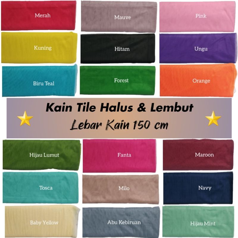 Kain tile polos halus &quot;Lebar 150cm&quot; soft tulle tule lembut