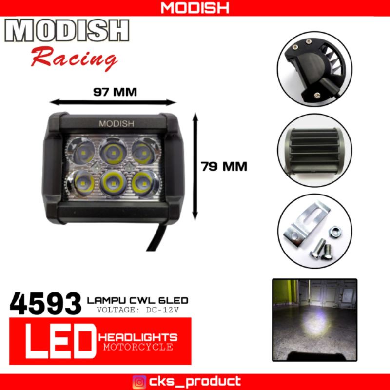 Lampu tembak motor  Led 6 Mata Kotak Mini/Besar 6 mata LED 18 Watt lampu sorot mini/Besar 6 mata