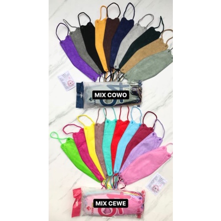 Masker KF94 rainbow warna mix isi 10pcs