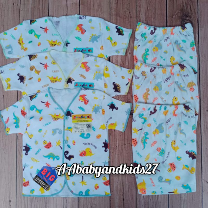 DAPAT 3STEL!!! AIRIN Setelan Baju Bayi Lengan Pendek Usia Newborn 0-4Bulan SNI HIGHT QUALITY