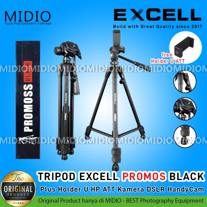 Tripod TRIPOD EXCELL PROMOS PREMIUM TRIPOD Holder HP Kamera DSLR HandyCam - Silver(Z8M5) Tripod Stab