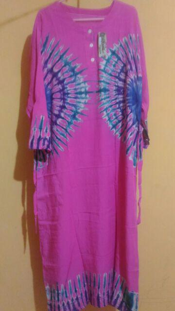 Ecer Gamis Tali Jumput Falany Daster Lengan Panjang Wanita Batik Jumbo