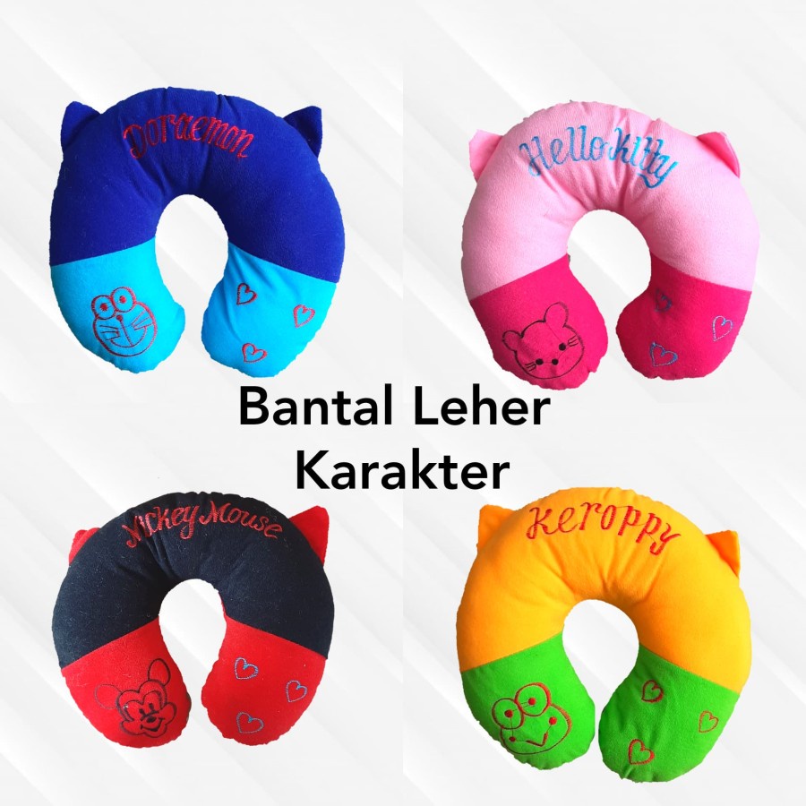 Bantal Leher Karakter Anak Neck Travel Pillow aksesoris Pesawat kids perlengkapan tidur mobil dacron