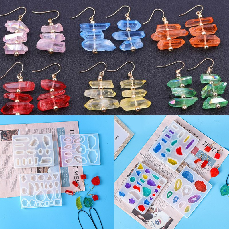 Glitter Earrings Epoxy Resin Mold Ear Studs Dangle Casting Silicone Mould DIY Crafts Jewelry Necklace Pendants Making Tools