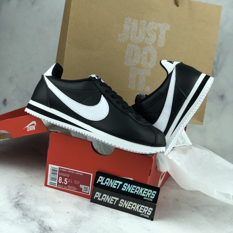 

Nike Cortez Classic Leather Black White MADE IN INDONESIA Free Paper Bag