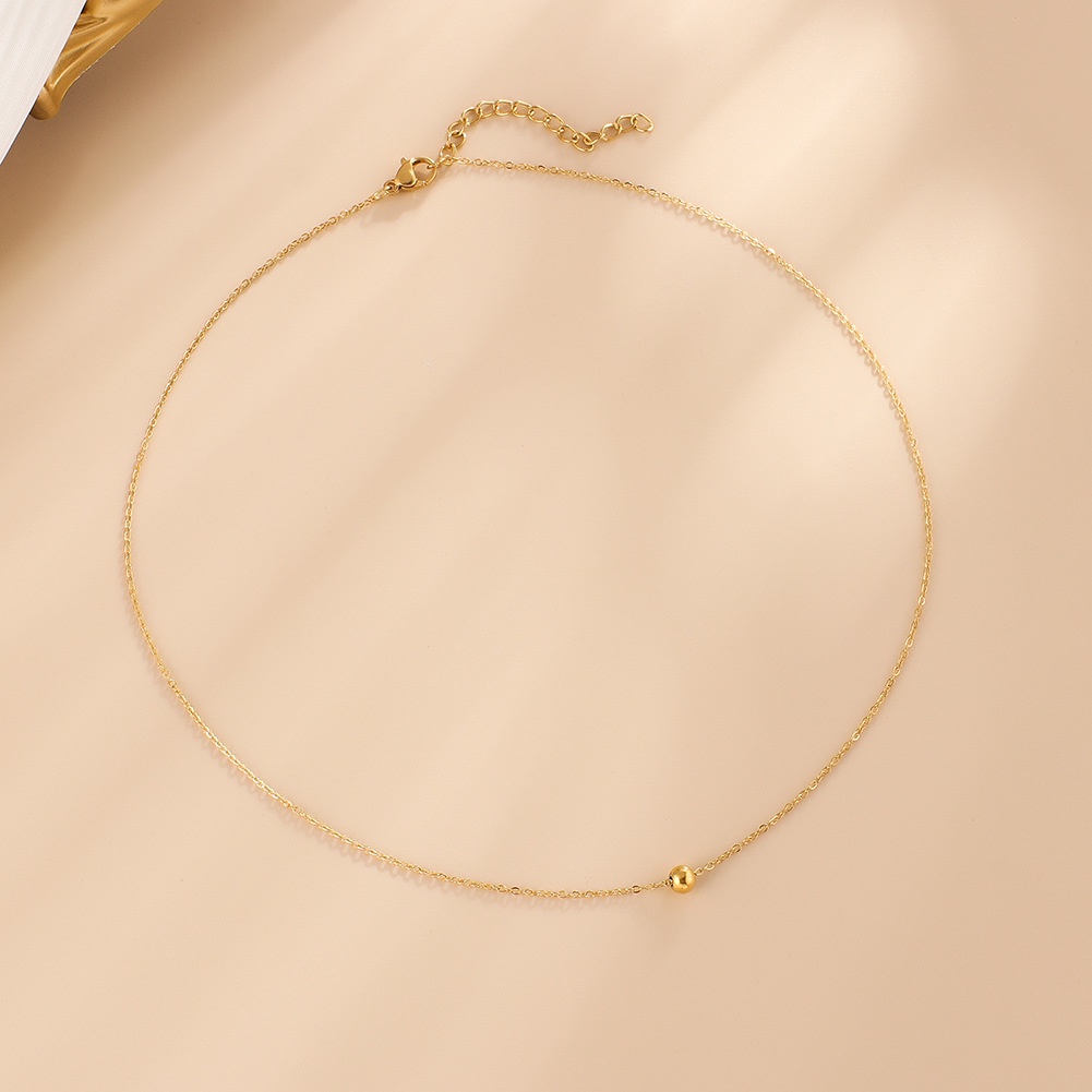 Kalung Choker Rantai Bahan Stainless Steel Warna Emas Untuk Wanita