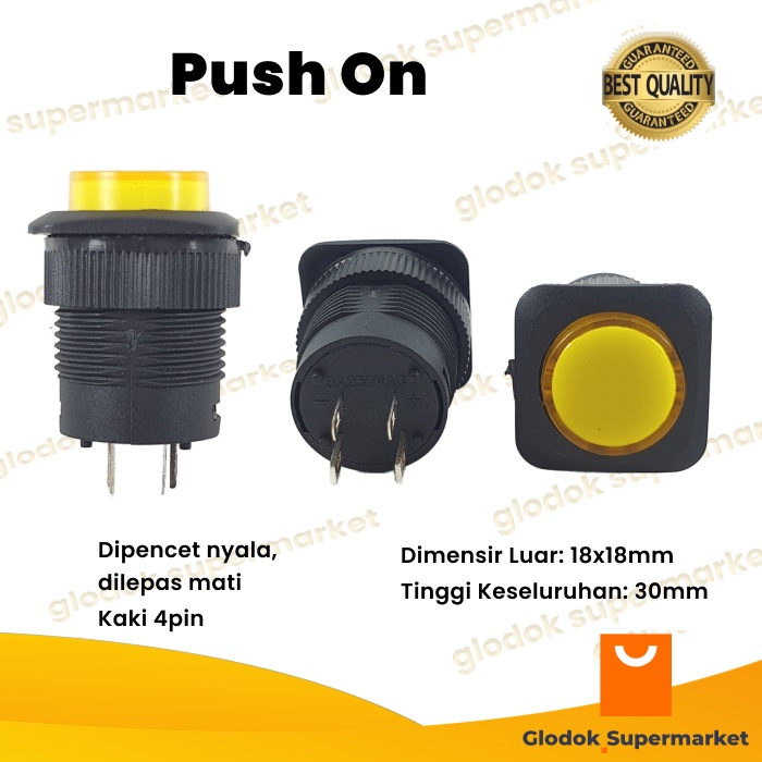 Saklar Push On Kotak 4 Pin Lampu Switch 4pin Tombol 4 Kaki