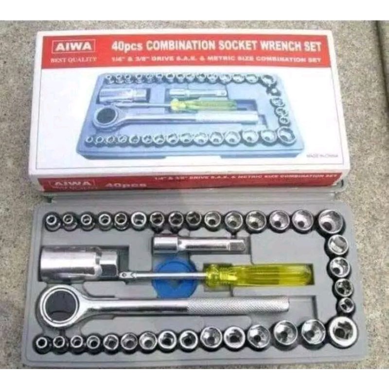 COD // AIWA Kunci Soket 40 In 1 // ToolKit Set 40 pcs - Wrench Ring - Tools Kit - Kunci Pas - Sock - Shock - Pas- Obeng Multi