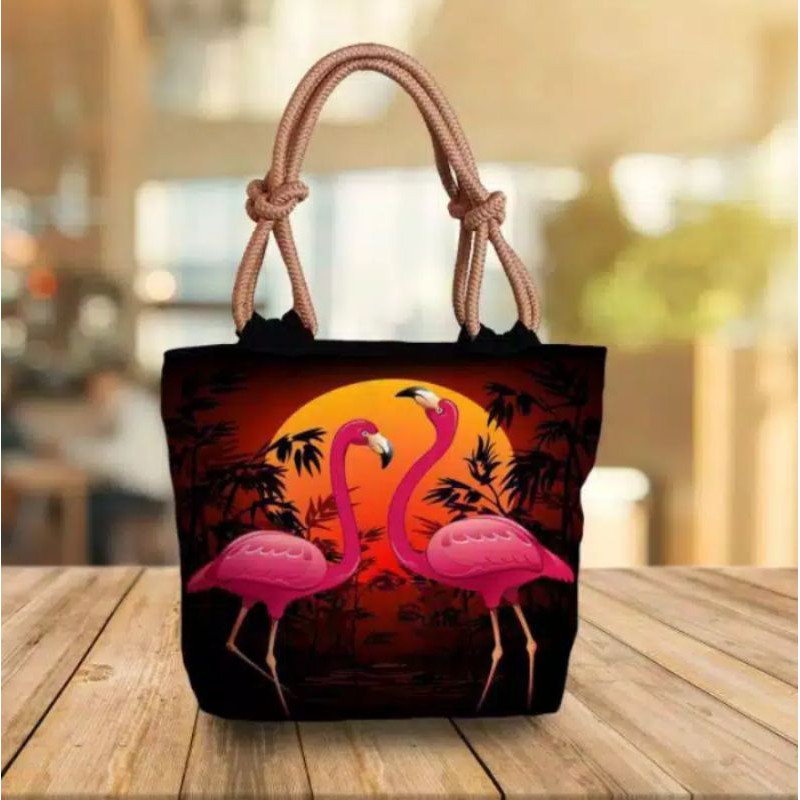 Tote bag Tali sumbu tas wanita motif printing style