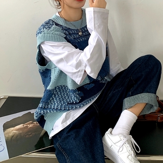 Rompi Sweater Model Longgar Tanpa Lengan Gaya Korea Bahan Rompi Sweater Model Longgar Tanpa Lengan Gaya Korea Bahan
