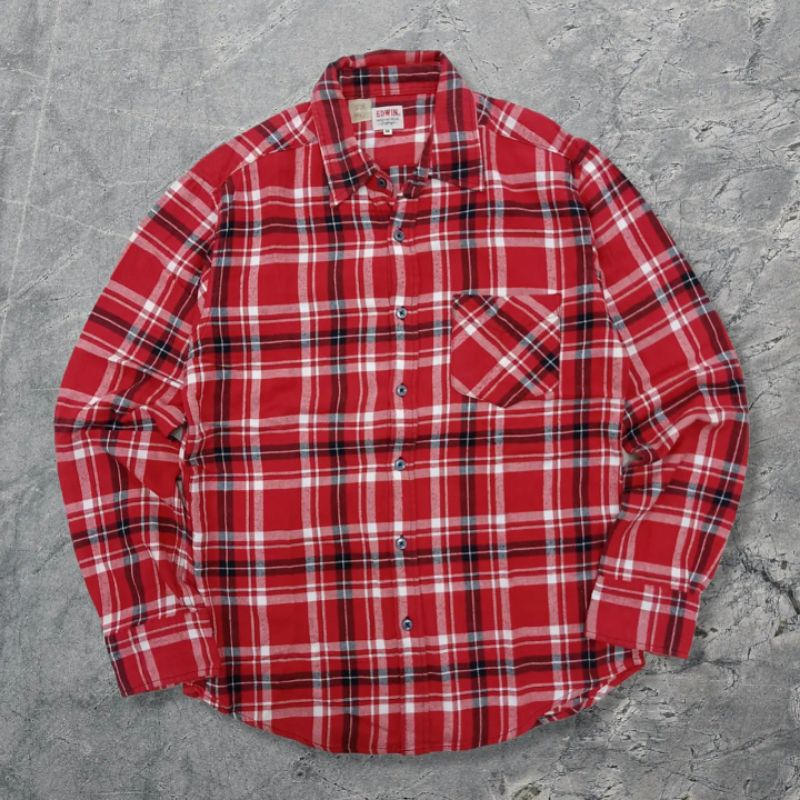 EDWIN KEMEJA PLAID FLANNEL VETERANO