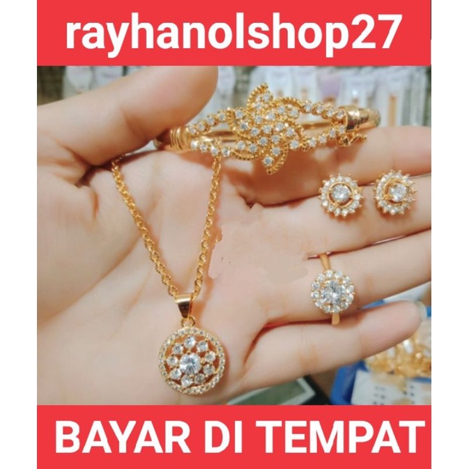 perhiasan set wanita lengkap full permata lapis emas pilihan warna gold dan silver