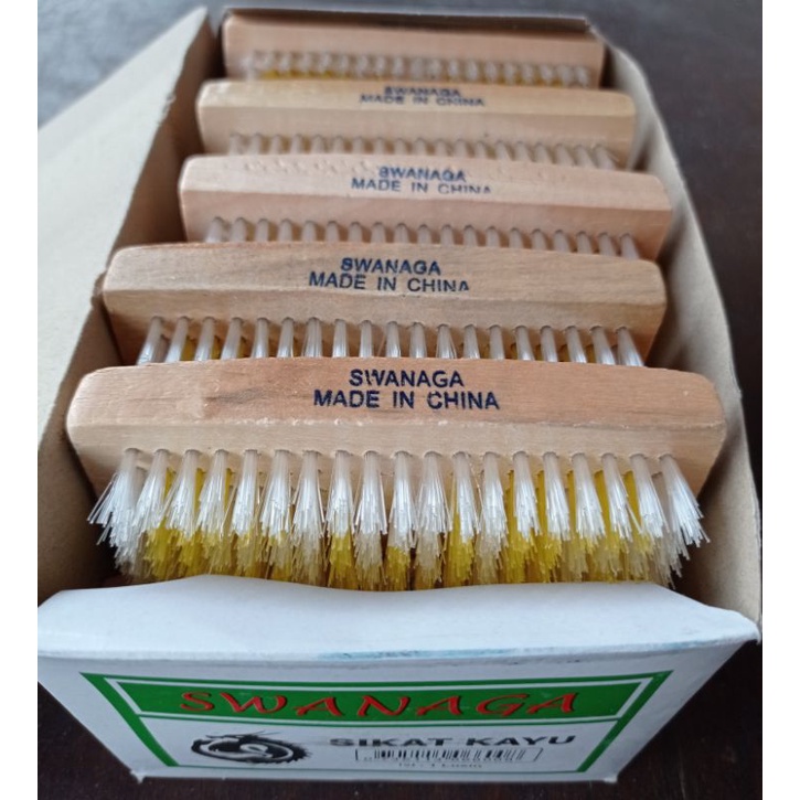 Swanaga Sikat Cuci Baju Gagang Kayu Original Keramik Lembut Halus Tebal Kuat Murah Grosir/Washing Brush