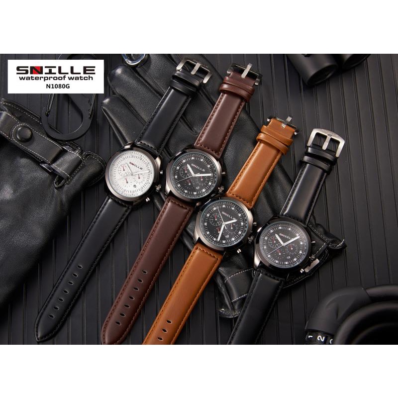 Snille Jam Tangan Kulit Pria Original Asli Anti Air Waterproof 1080