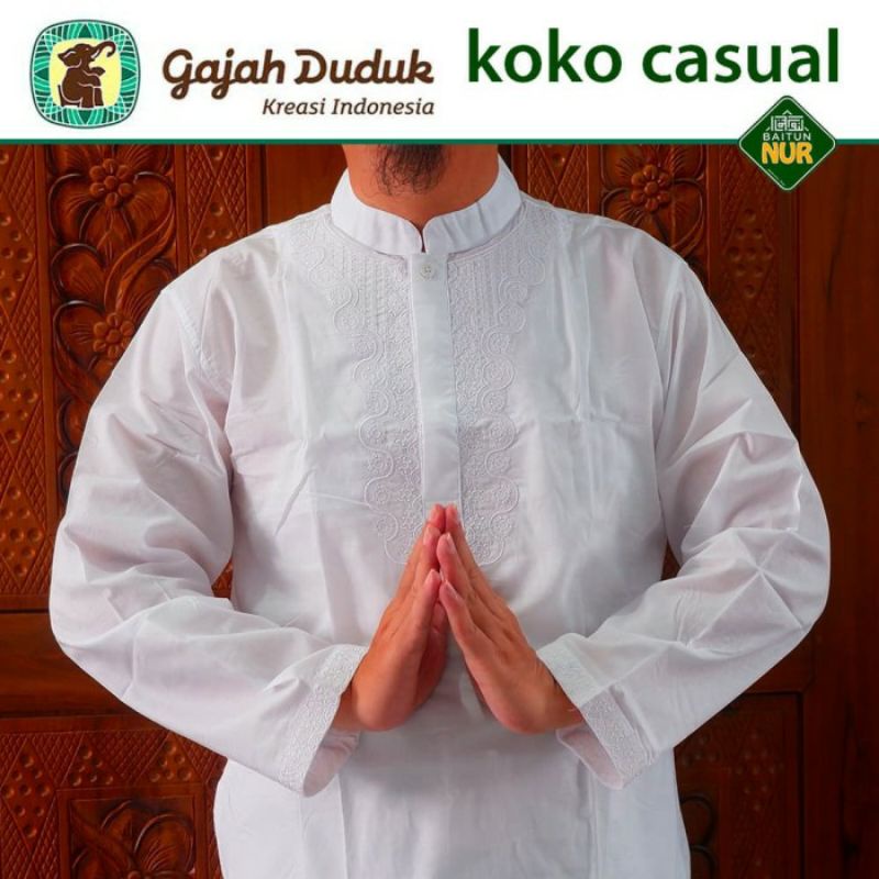 Baju Koko Casual Putih By.Gajah Duduk Exlusive