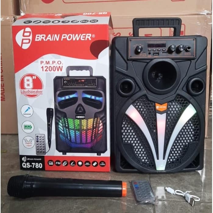 Speaker Bluetooth KMS QS-7806 LED 8 inc+remote mic kabel karaoke