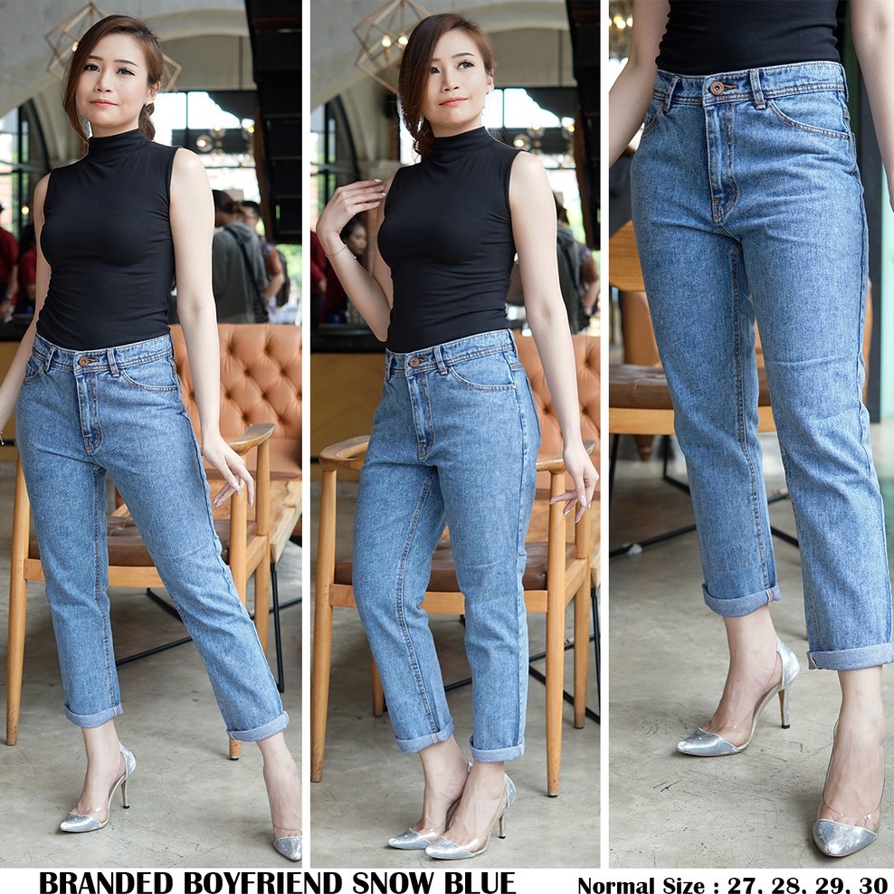 ASEA Celana Boyfriend Jeans Snow Tebal