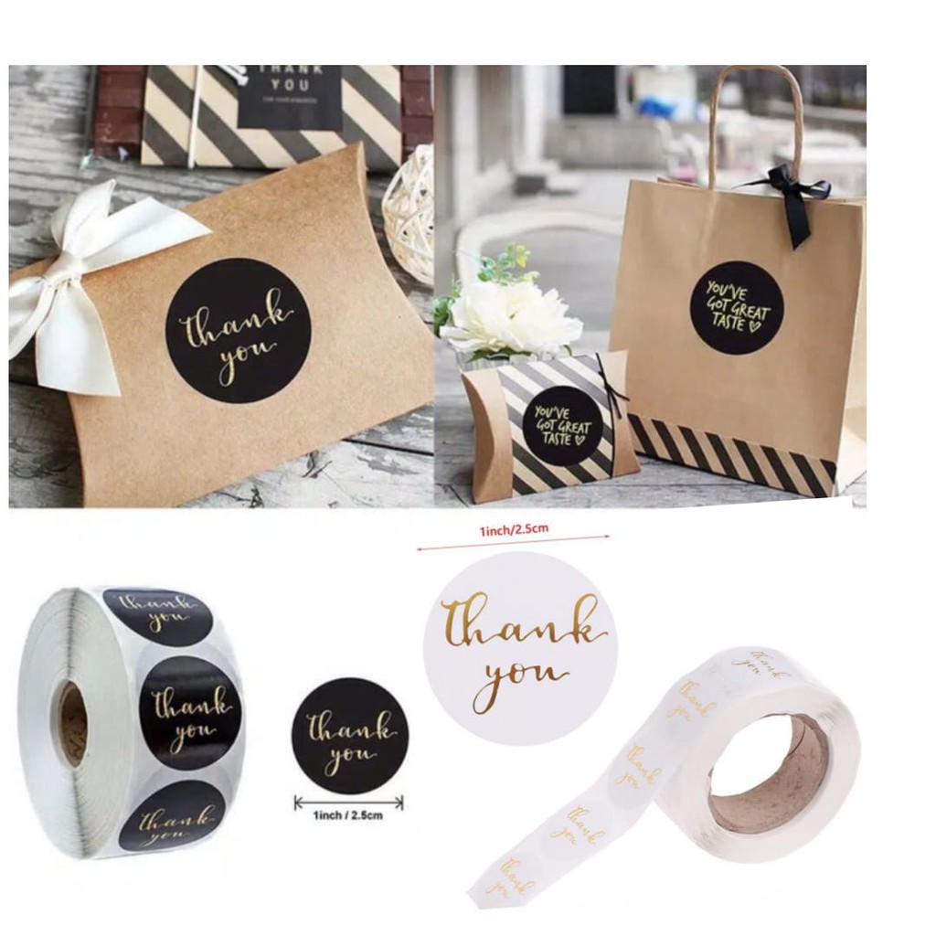 

TQ001 Per Pcs Sticker Label Tempel Thank You Sambung Bulat D 2.5 cm Seal Packing Letter Gold