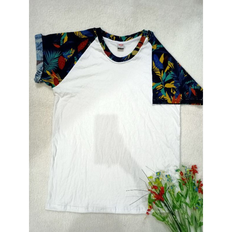 Kaos raglan lengan motif size S-5XL