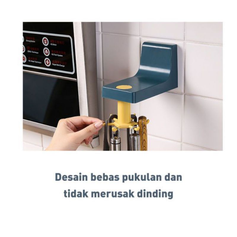 gantungan spatula putar Gantungan tempat spatula gantungan hook putar kuat dan kokoh 360 derajat tanpa bor tanpa paku [PADMA]