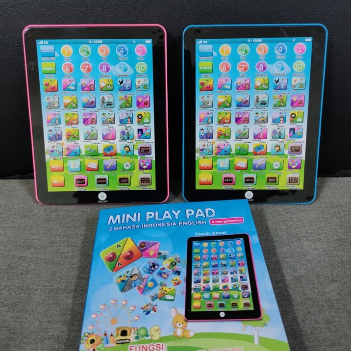 Mainan Mini Play Pad Edukatif 2 Bahasa Layar Sentuh