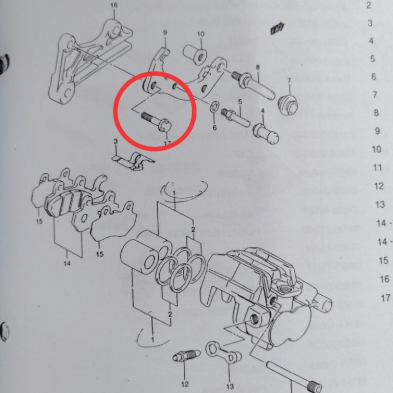 baut kaliper cakram belakang satria hiu lumba 2tak sepasang
