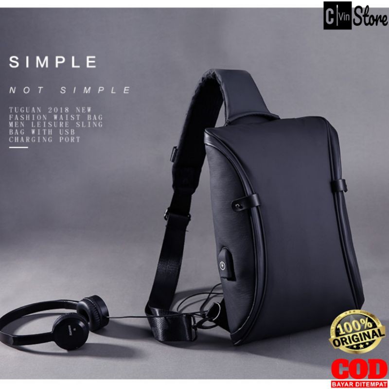 COD ."C-VINSTORE". Tas Selempang Pria Anti Air CF-1786X Crossbody Tuguan Fashion Pria.