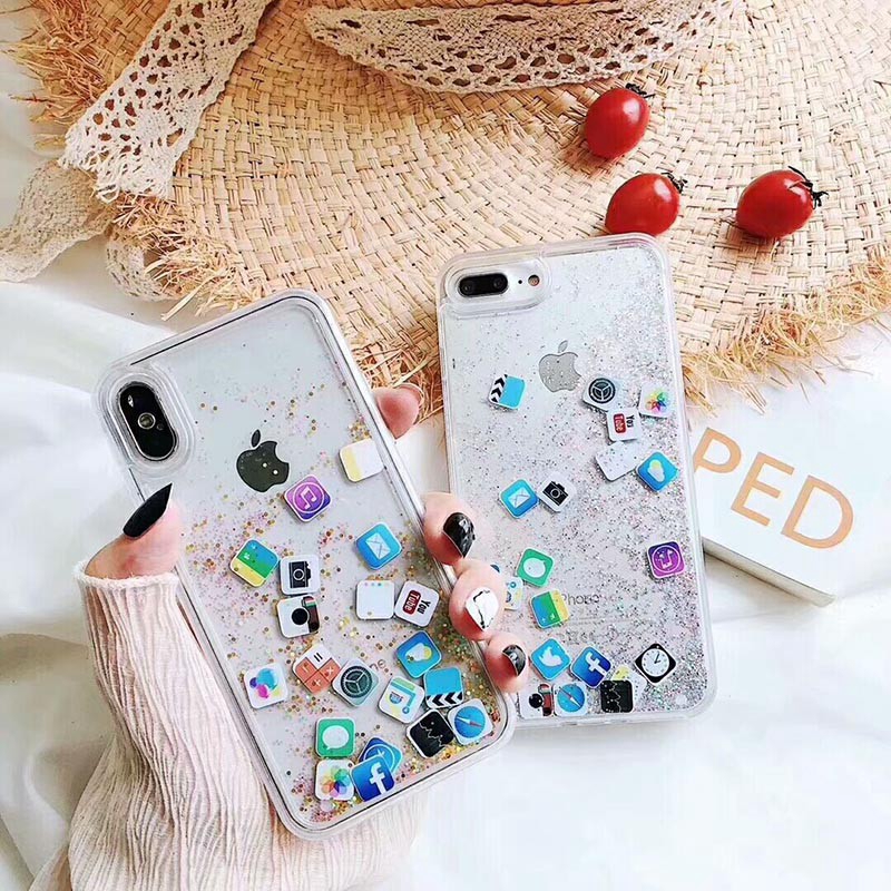 Casing Hard Case Quicksand Glitter Cair Untuk iPhone 12 Pro Max / X / XR / XS Max / 6 / 6S / 7 / 8 + / X / XR