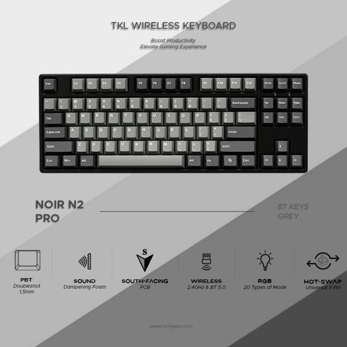 NOIR N2 Pro Grey - TKL Wireless Mechanical Keyboard