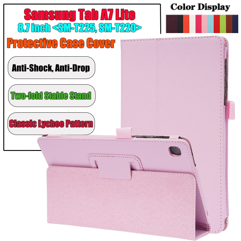 Flip Case Bahan Kulit PU Tekstur Leci Untuk Samsung Galaxy Tab A7 Lite 8.7 inch 2021 SM-T225 SM-T220 SM-T225N