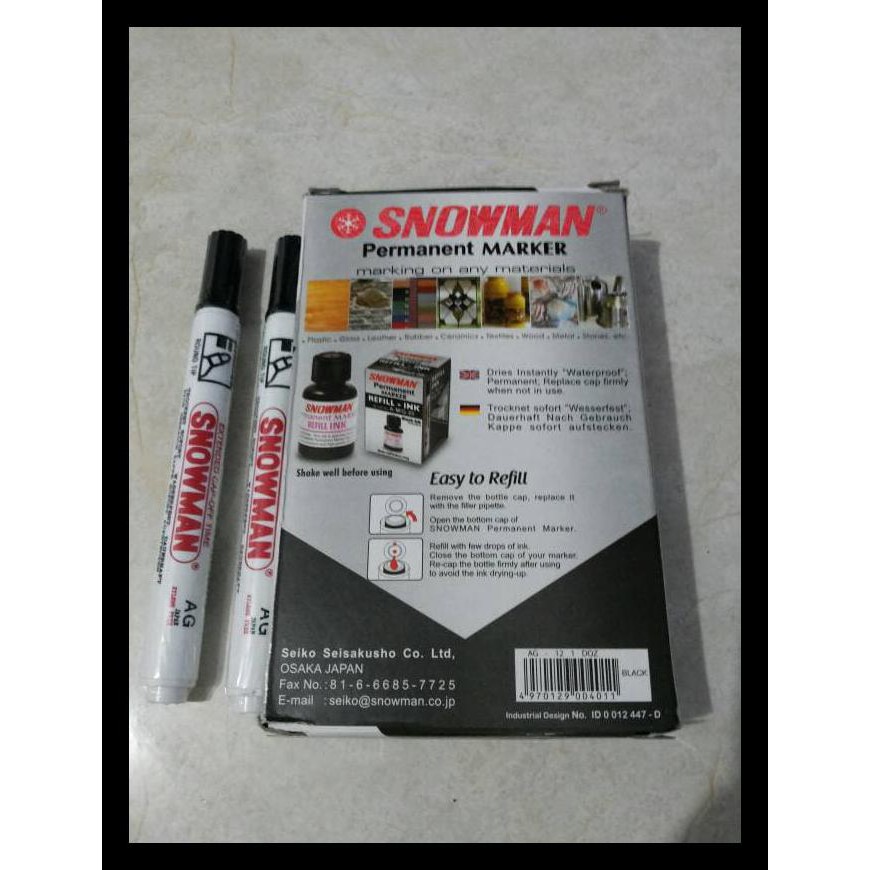 

Spidol Snowman Permanent Marker Ekonomis Ag 12 / Tinta Permanen Ag-12 - Hitam Terjamin