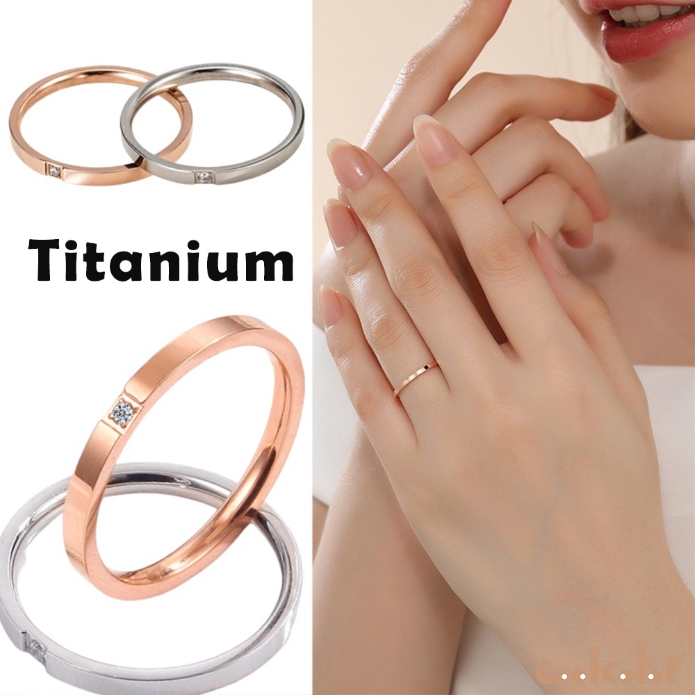 【Ready Stock】Cincin titanium wanita anti karat asli tidak luntur Hadiah Aksesoris Perhiasan Cincin Berlian Baja Titanium fashion murah COD