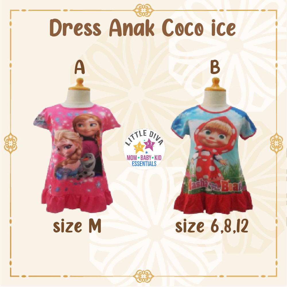 Dress Anak sz 4-12 tahun Coco Ice Frozen Elsa Marsya