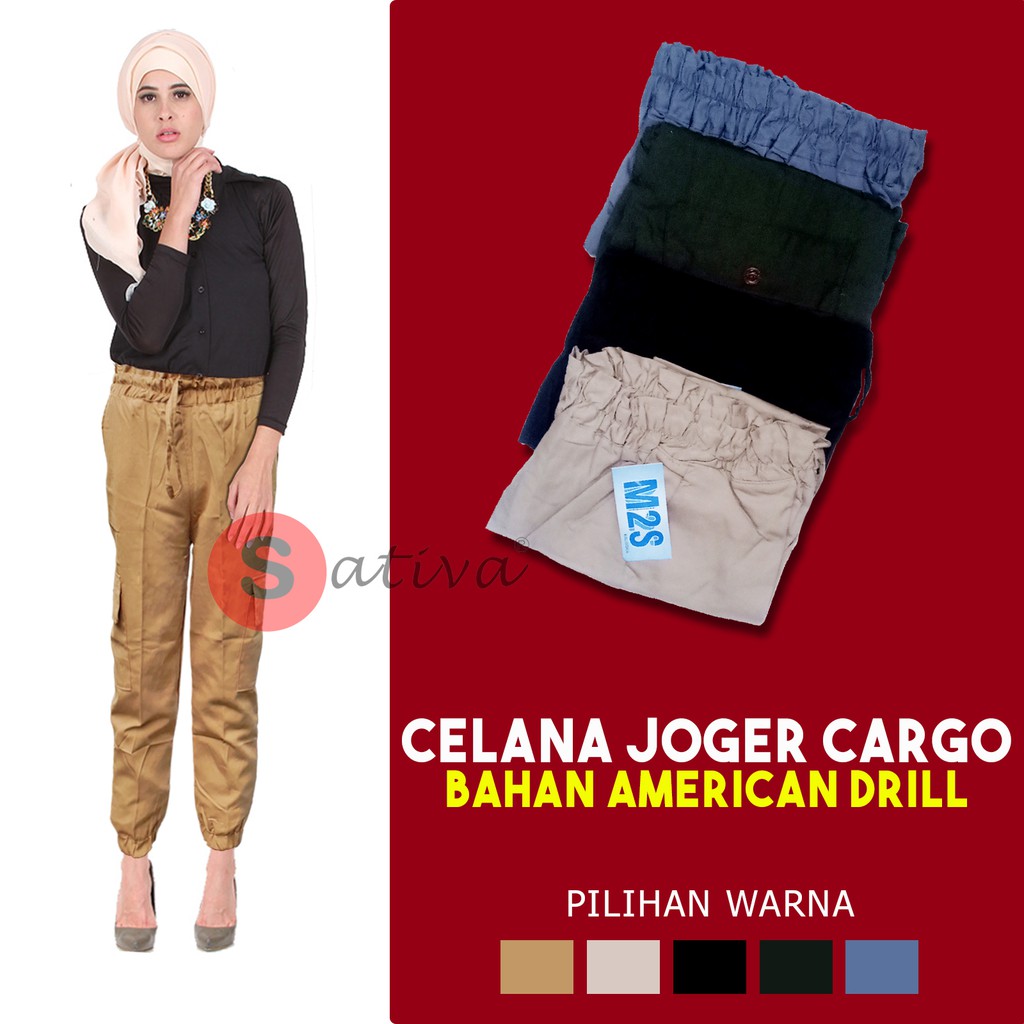  CELANA  JOGER CARGO  WANITA  BAHAN AMERICAN DRILL HIGH 